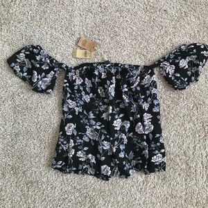 AE Strapless Off the Shoulder Floral Top